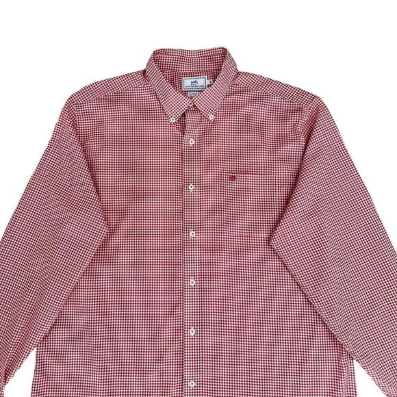 🔃Southern Tide Men’s Red Plaid Long Sleeve Button Down Dress Shirt - Picture 3 of 7